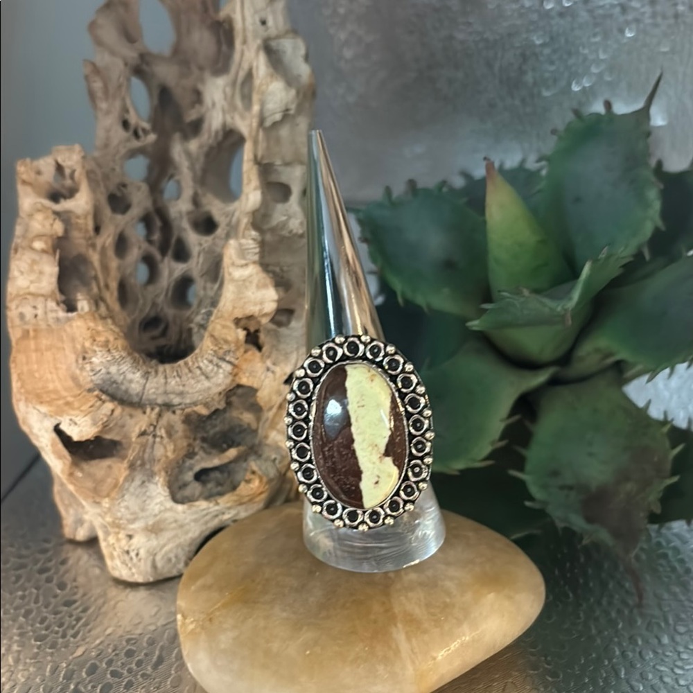 Size 9 coconut Jasper ring very unique helps heal